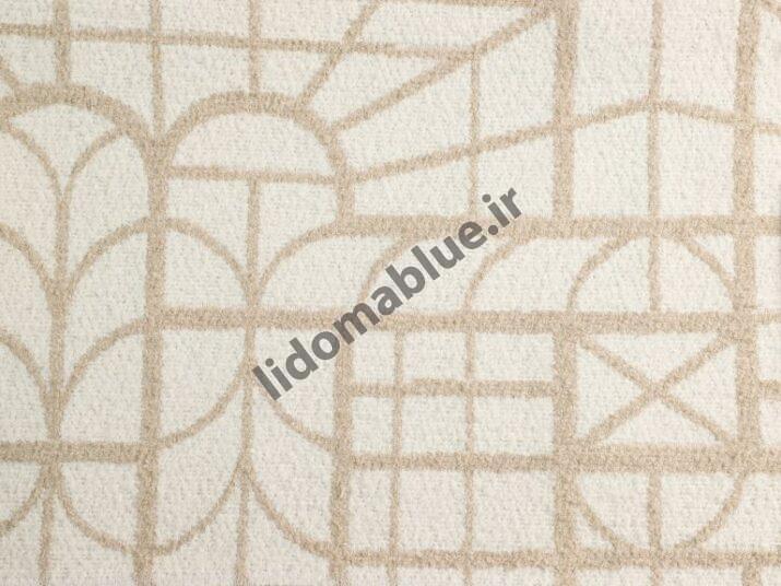 پارچه پاندا شانل طرح هندسی خطی رنگ سفید کرم
