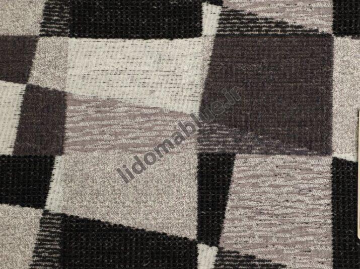 پارچه روناک بوکله طرح مینیمال مربع شکسته سفید مشکی