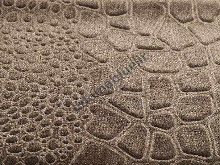 پارچه مخمل براق ماکان طرح سنگ رنگ طوسی قهوه ای